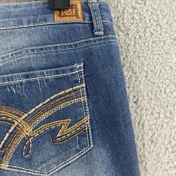 LEI Jeans Juniors 17 Long Felicia Low Rise Bootcut Embroidered Distressed Faded - Picture 10 of 13